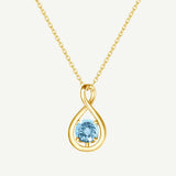 "Infinite Embrace" March Birthstone Aquamarine Infinity Symbol Sterling Silver Pendant Necklace