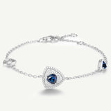 Trinity Textured Silver Bracelet in Created Sapphire