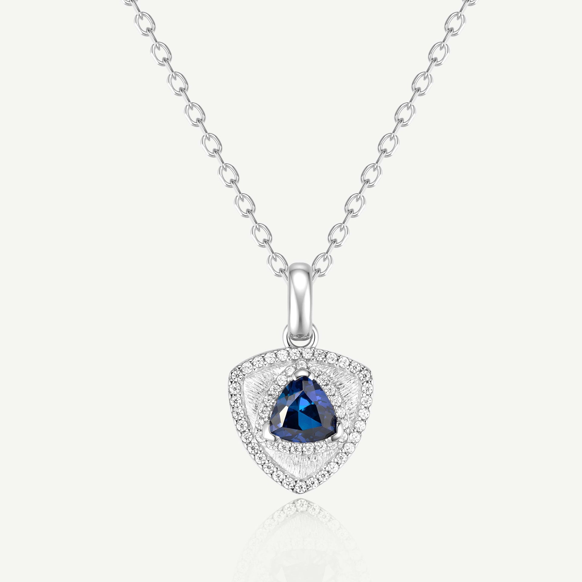 Trinity Textured Necklace Created Sapphire