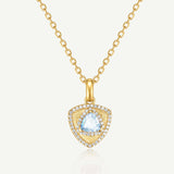Trinity Textured Silver Necklace in Created Aquamarine