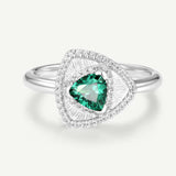 Trinity Textured Silver Ring in Created Emerald