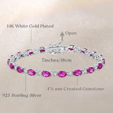 "Glamour Radiance" October Birthstone Fancy Cut Tennis Tourmaline Sterling Silver Bracelet