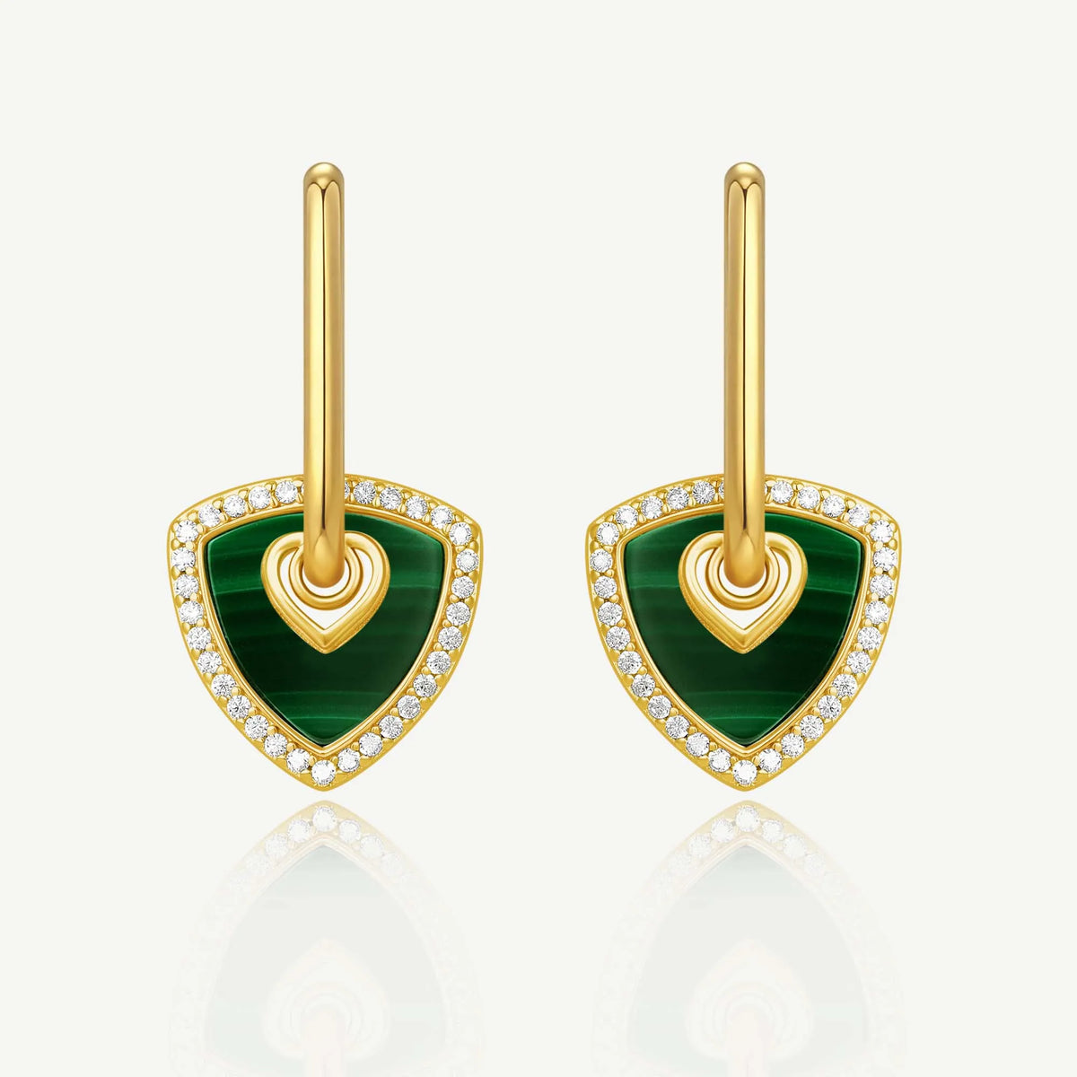 Trinity Signature Earrings Natural Malachite