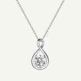 "Infinite Embrace" April Birthstone Cubic Zirconia Stone Infinity Symbol Sterling Silver Pendant Necklace