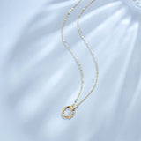 "Attachment" 18K Yellow Gold Interlocking Circle Necklace With Diamond 0.025CTTW
