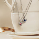 Trinity Textured Silver Necklace in Created Ruby