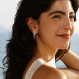 FANCIME "Wisteria Bouquet" Sterling Silver Petal Cluster Drop Stud Earrings