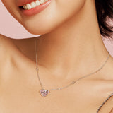 Pink Guardian Heart Silver Necklace