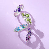 “Wisteria Whisper” Flower Peridot Silver Ring