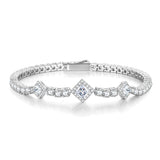 FANCIME "Square Sparkle" April Birthstone Sterling Silver Tennis Bracelets