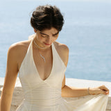 FANCIME "Wisteria Whisper" Flower Drop Y Sterling Silver Necklace