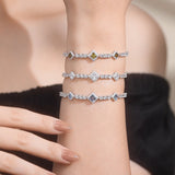 FANCIME "Square Sparkle" April Birthstone Sterling Silver Tennis Bracelets