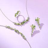 “Wisteria Whisper” Flower Bar Peridot Silver Bracelet