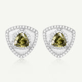 Trinity Textured Silver Earrings in Created Peridot