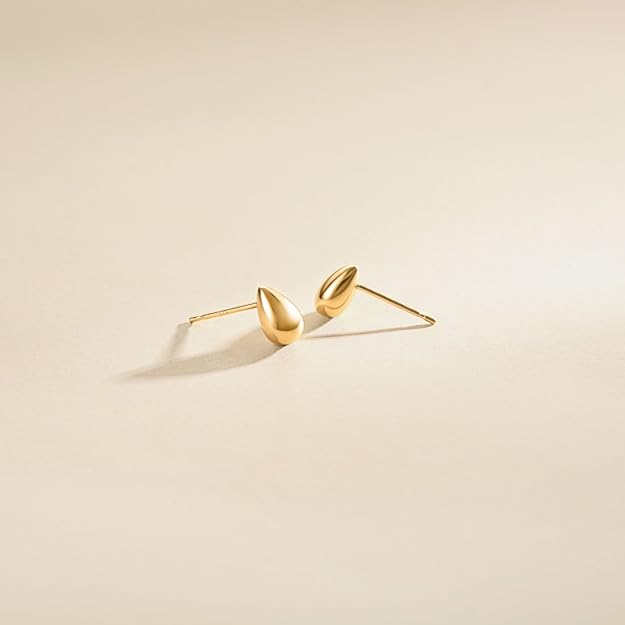 "Sandra" Drop 18K Yellow Gold Stud Earrings - FANCI.ME