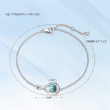 "Infinite Embrace" December Birthstone Blue Turquoise Stone Infinity Symbol Sterling Silver Bracelet