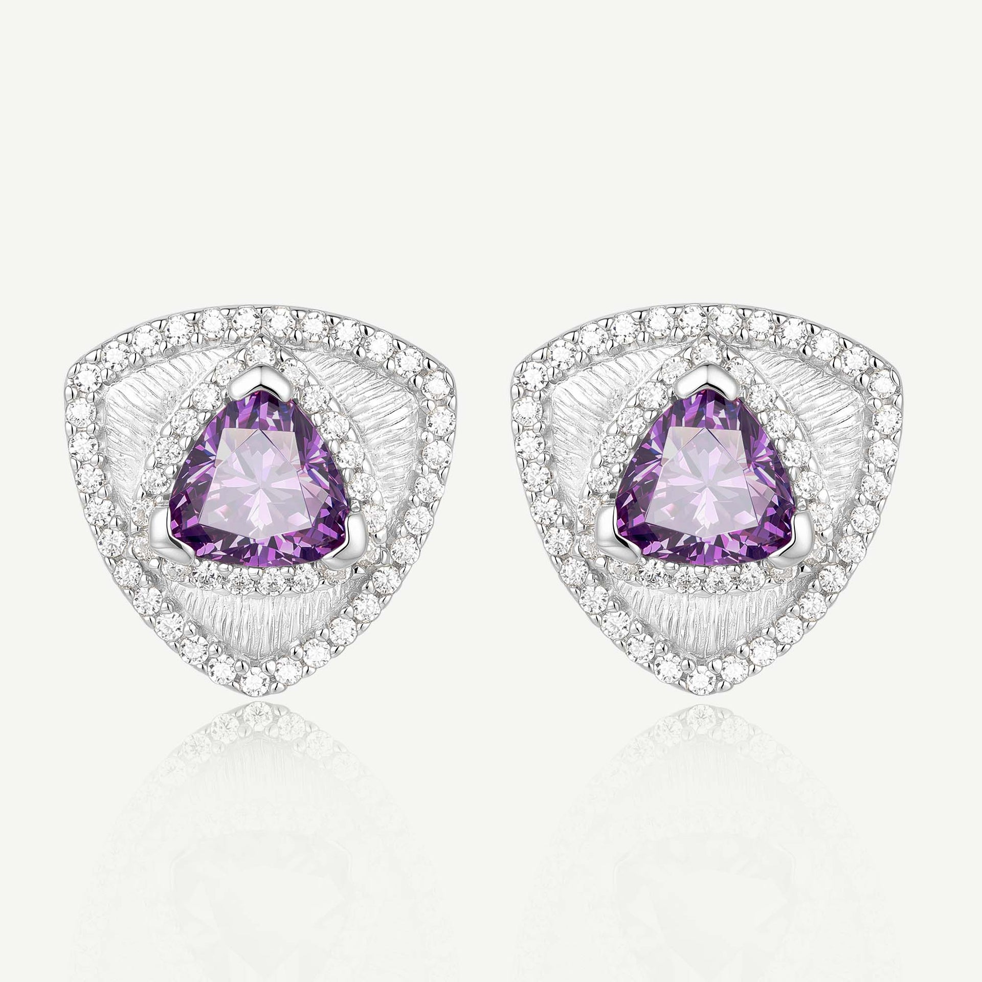 Trinity Textured Earrings Created Amethyst