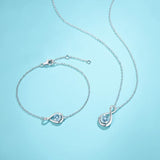 "Infinite Embrace" March Birthstone Aquamarine Infinity Symbol Sterling Silver Pendant Necklace