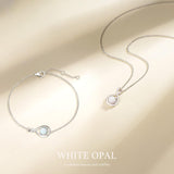 "Infinite Embrace" October Birthstone Opal Stone Infinity Symbol Sterling Silver Bracelet