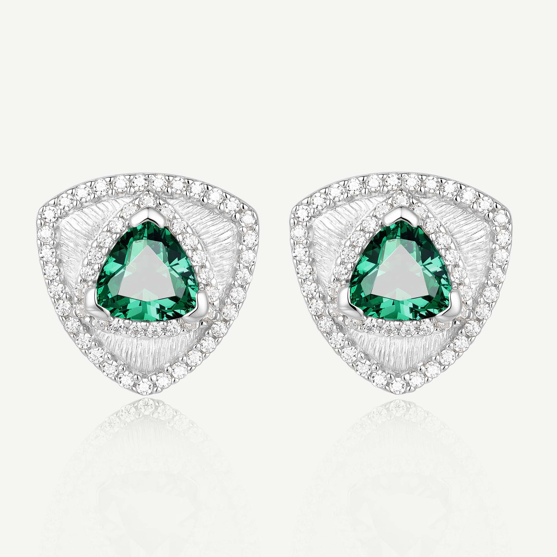 Trinity Textured Earrings Created Emerald