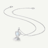 Trinity Textured Silver Necklace in Created Aquamarine