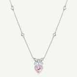 Collar con lazo de azúcar y corazón CZ "Heart Kiss" en plata de ley FANCIME