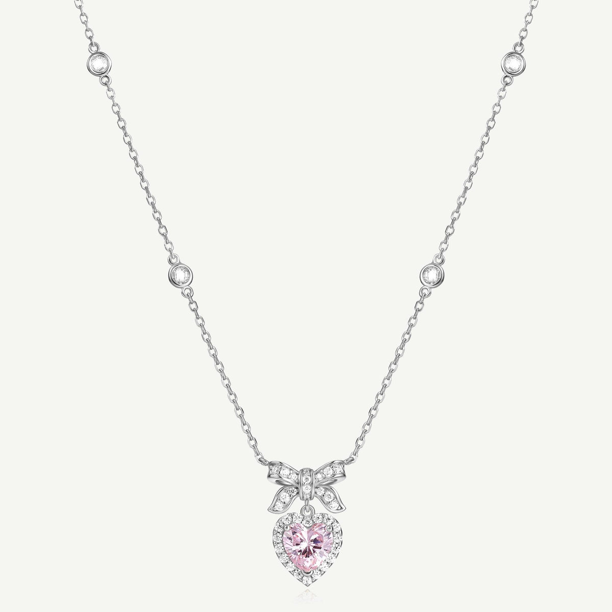 Heart Kiss Sugar Bow Heart Necklace