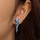 「ウィステリア・ウィスパー」フラワーバー ブルートパーズ シルバーイヤリング