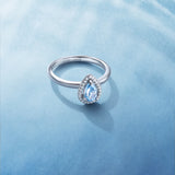 Ocean Eye Birthstone Silver Ring in Aquamarine
