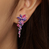 “Wisteria Whisper” Flower Bar Amethyst Silver Earrings