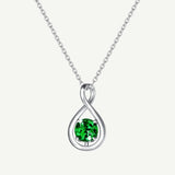 "Infinite Embrace" May Birthstone Emerald Stone Infinity Symbol Sterling Silver Pendant Necklace