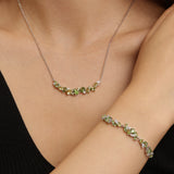 “Wisteria Whisper” Flower Bar Peridot Silver Bracelet