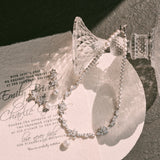 Wisteria Bloom Drop Pearl Silver Earrings