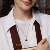 Harry Potter x FANCIME Deathly Hallows Silver Necklace, Obsidian