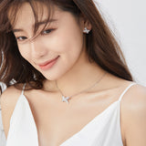 FANCIME "Honey Doll" Bow White CZ Sterling Silver Necklace