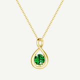 "Infinite Embrace" May Birthstone Emerald Stone Infinity Symbol Sterling Silver Pendant Necklace