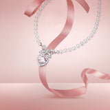 FANCIME "Heart Kiss" Sugar Bow Silver Necklace