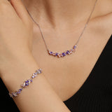 “Wisteria Whisper” Flower Bar Pink Tourmaline Silver Necklace