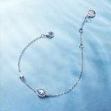Ocean Eye Birthstone Silver Bracelet in Aquamarine