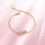 Secret Garden Amethyst & Peridot Birthstone Silver Bracelet