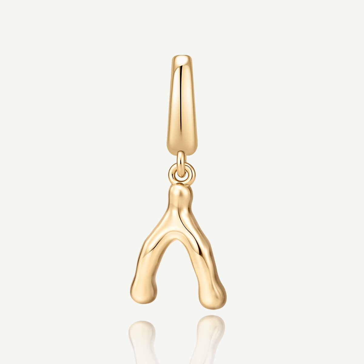 Molten Love Wishbone Charm in Sterling Silver