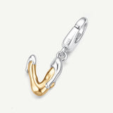 Molten Love Initial Charm Letter V in Sterling Silver