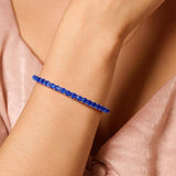 "Royal Wisdom" Blue Sapphire Tennis Sterling Silver Bracelet