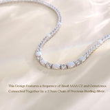 "Glamour Radiance" October Birthstone Fancy Cut White Opal Sterling Silver Tennis Necklace