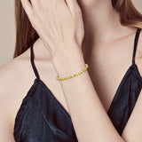 "Glamour Radiance" November Birthstone Fancy Cut Tennis Yellow Citrine Sterling Silver Bracelet