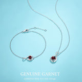 "Infinite Embrace" January Birthstone Garnet Infinity Symbol Sterling Silver Bracelet