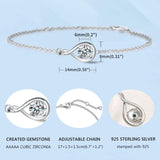 "Infinite Embrace" April Birthstone Cubic Zirconia Stone Infinity Symbol Sterling Silver Bracelet