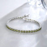 "Sunny Delight" Green Peridot Tennis Sterling Silver Bracelet