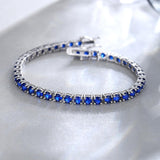 "Royal Wisdom" Blue Sapphire Tennis Sterling Silver Bracelet