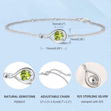 "Infinite Embrace" August Birthstone Peridot Stone Infinity Symbol Sterling Silver Bracelet